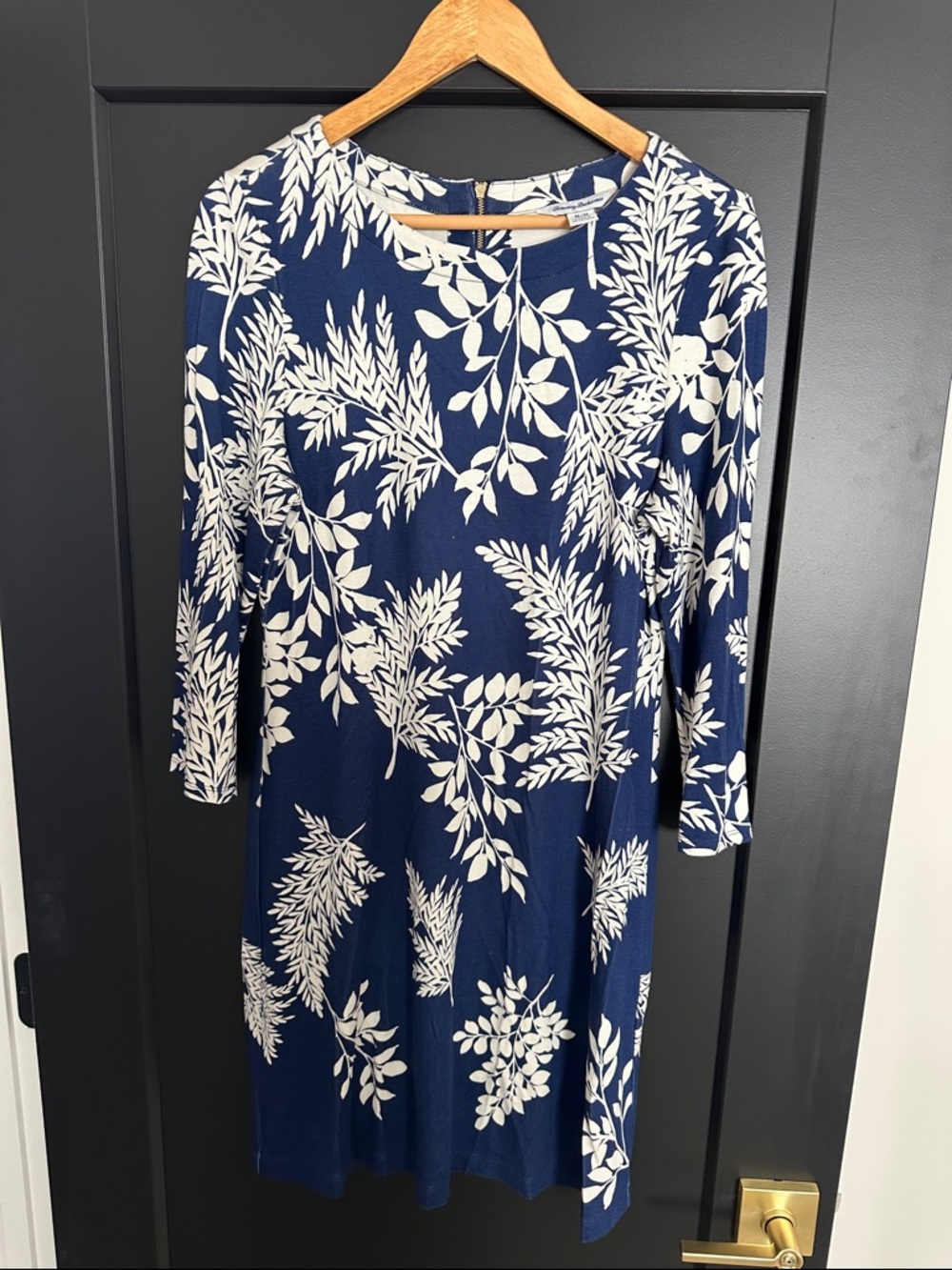 Tommy Bahama Navy and White Floral Long-Sleeve Dress